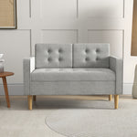 Compact Loveseat 2 Seater Sofa With Storage Wood Legs | One Size | Charcoal Gray