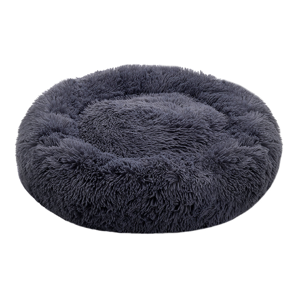 Dia 70cm Calming Round Donut Plush Dog Cuddler Bed Comfort Bed For Dogs | Dark Grey
