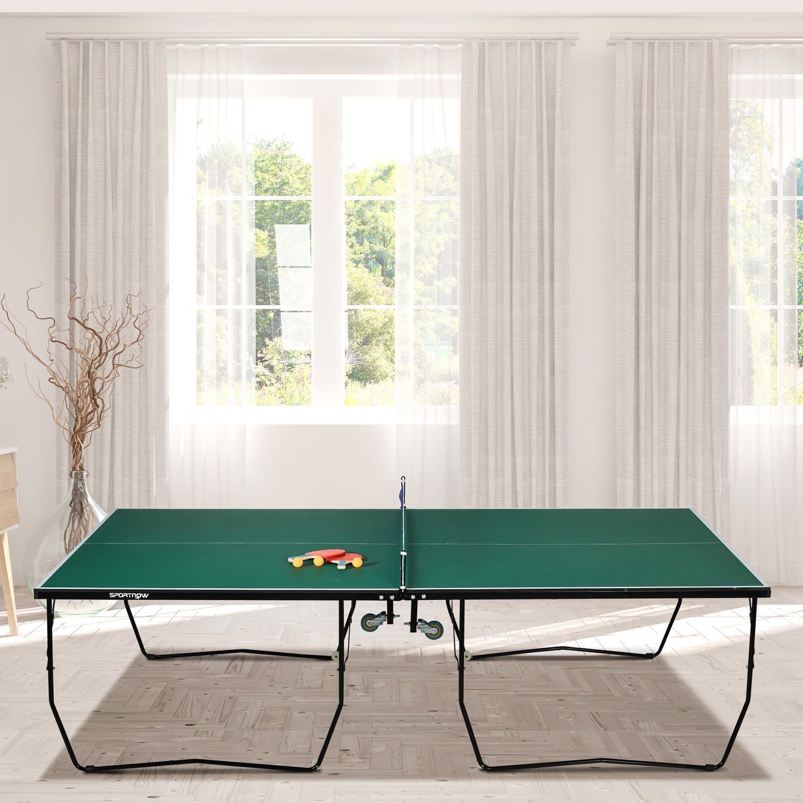 9ft Table Tennis Table W/ 8 Wheels | Green