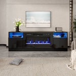 Recessed Electric Fireplace Tv Stand With Remote Control | Black