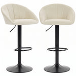 Bar Stools Set Of 2 Velvet Adjustable Swivel | Cream
