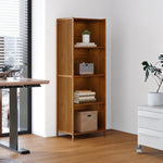 4-tier Open Bookcase, Small Space Bamboo Storage Shelf, Freestanding Corner Organizer With Raised Feet