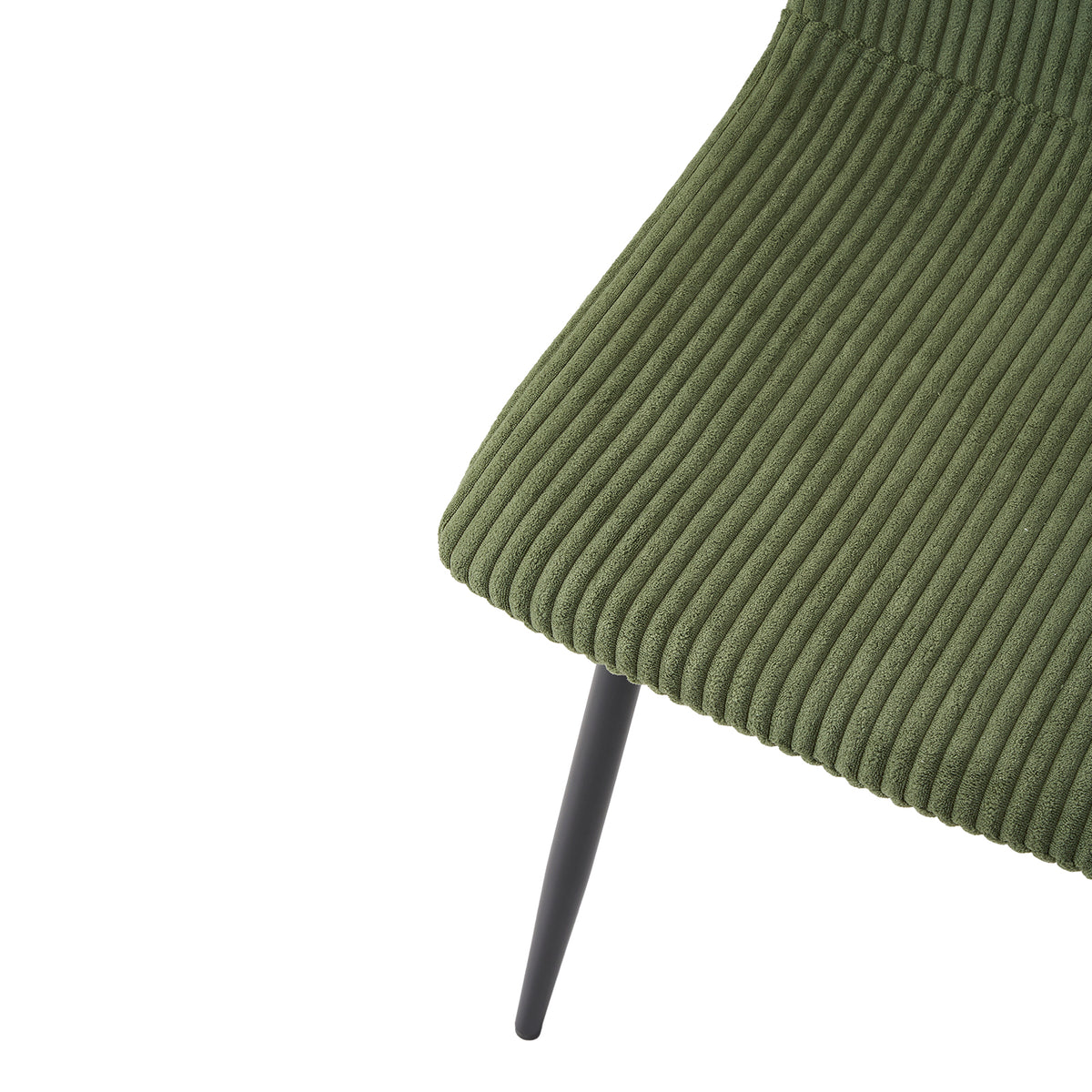 Corduroy Upholstered Dining Chairs | Set of 2 | Dark Green