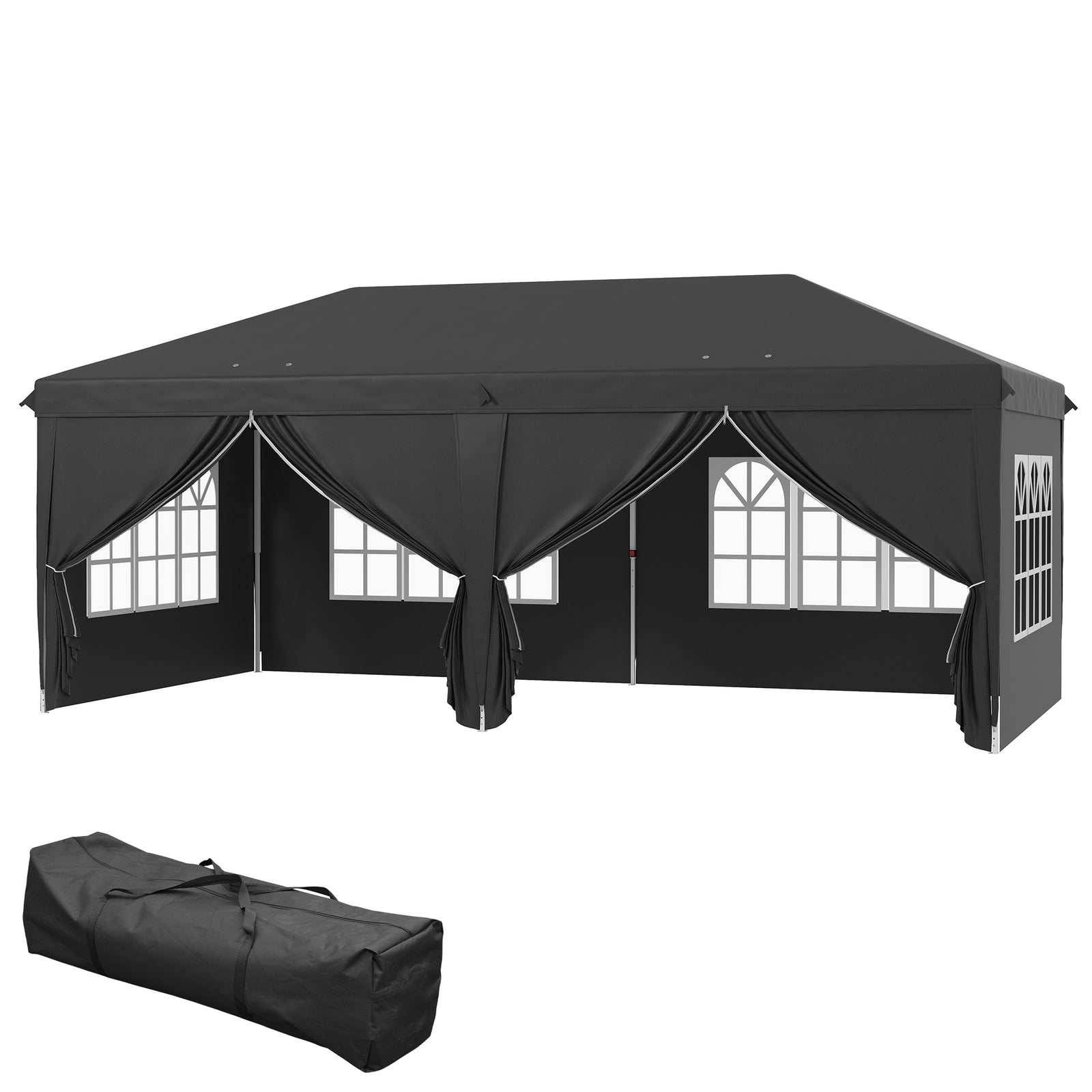 3 X 6 M Pop Up Gazebo With Sides And Windows | Black
