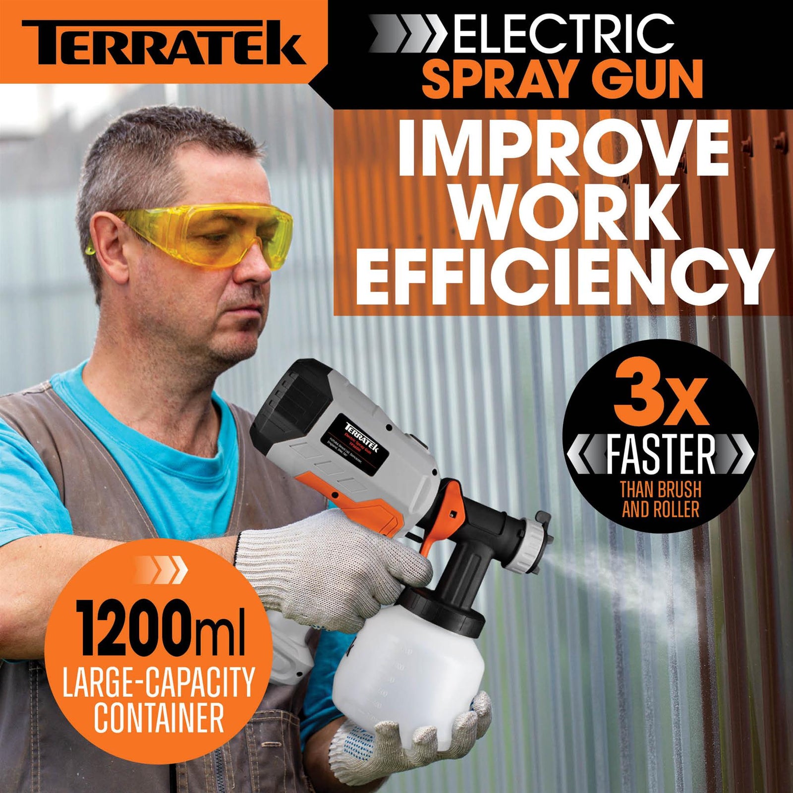 Electric Paint Sprayer 600w, Hvlp Hand Held Fence Spray Gun 1200ml Container