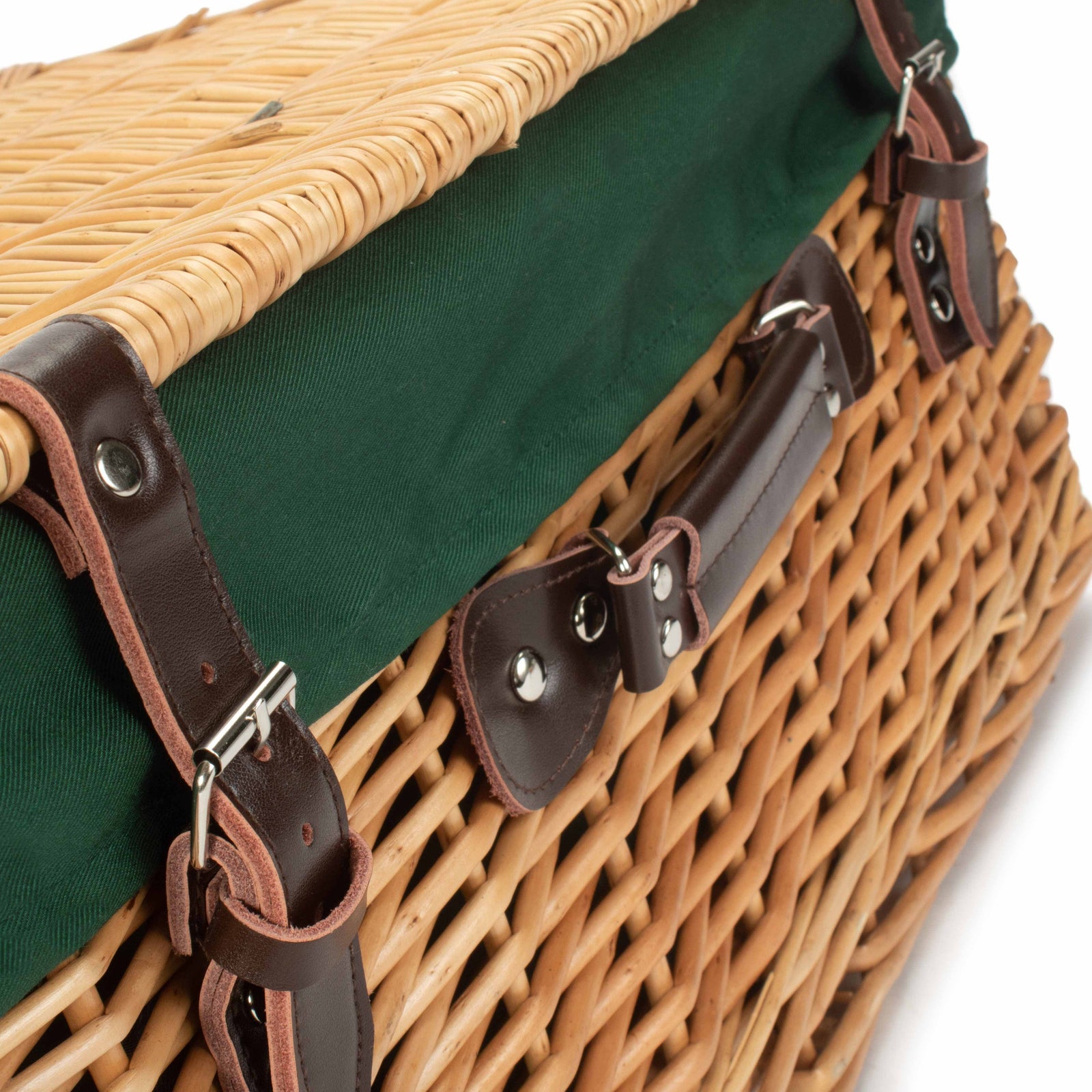 Wicker 55cm Buff Empty Picnic Basket Unlined | Green