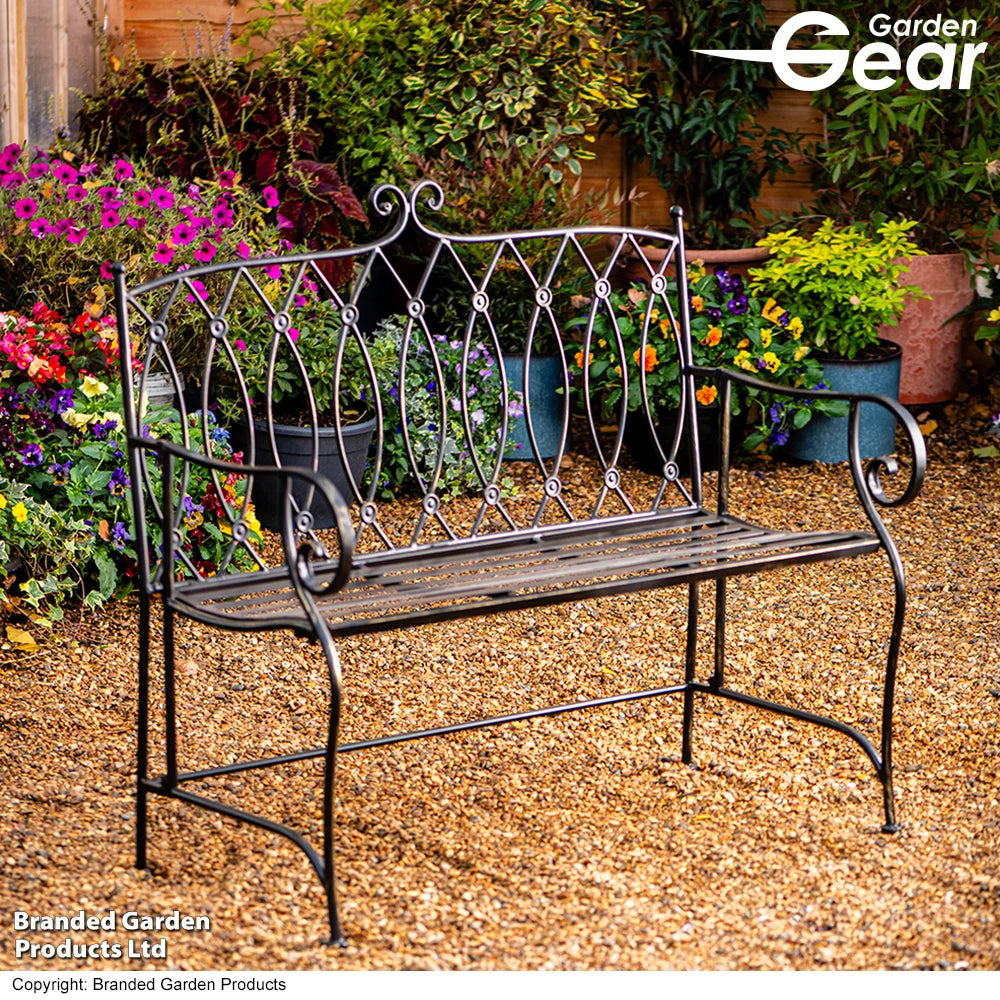 Wrought Iron Ebony Bench