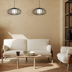 Kronos Pendant Lamp 1xe14 Industrial Chic With The Flattened Cage Surrounding The Elegant Glass Shade