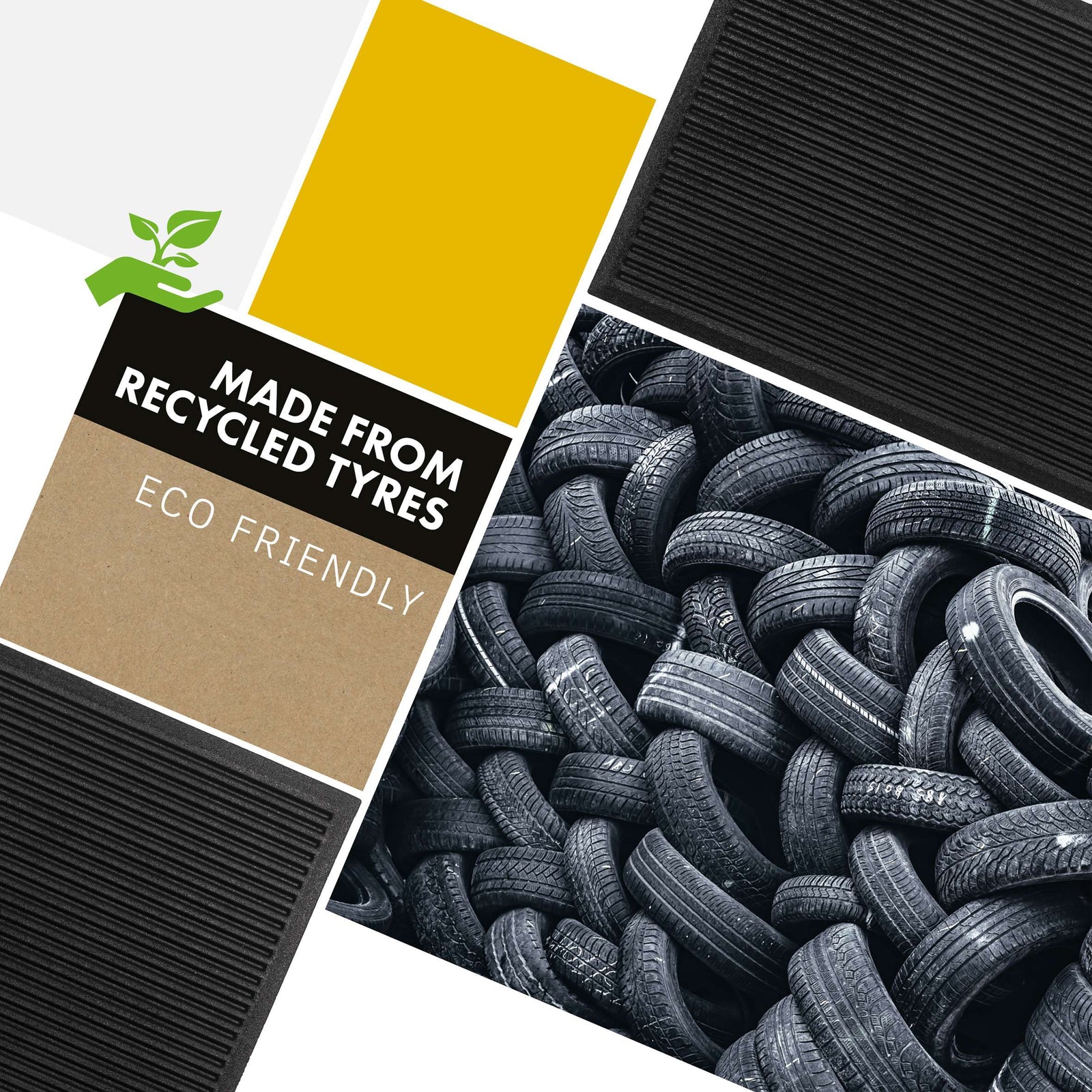 Nicoman Ribbed Harmony Entrance Doormat | 40 x 60cm | Black