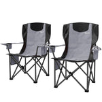 Set Of 2 Folding Camping Chairs With Cooler Bag