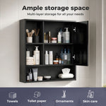 Bathroom Mirror Cabinet Wall Mounted Storage Cupboard Black Open Shelf | Black