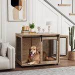 Dog Crate Furniture W/ Sliding Door, Walnut Brown | Medium | Dark Brown