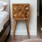 Mini Cube Carved 2 Drawer Bedside