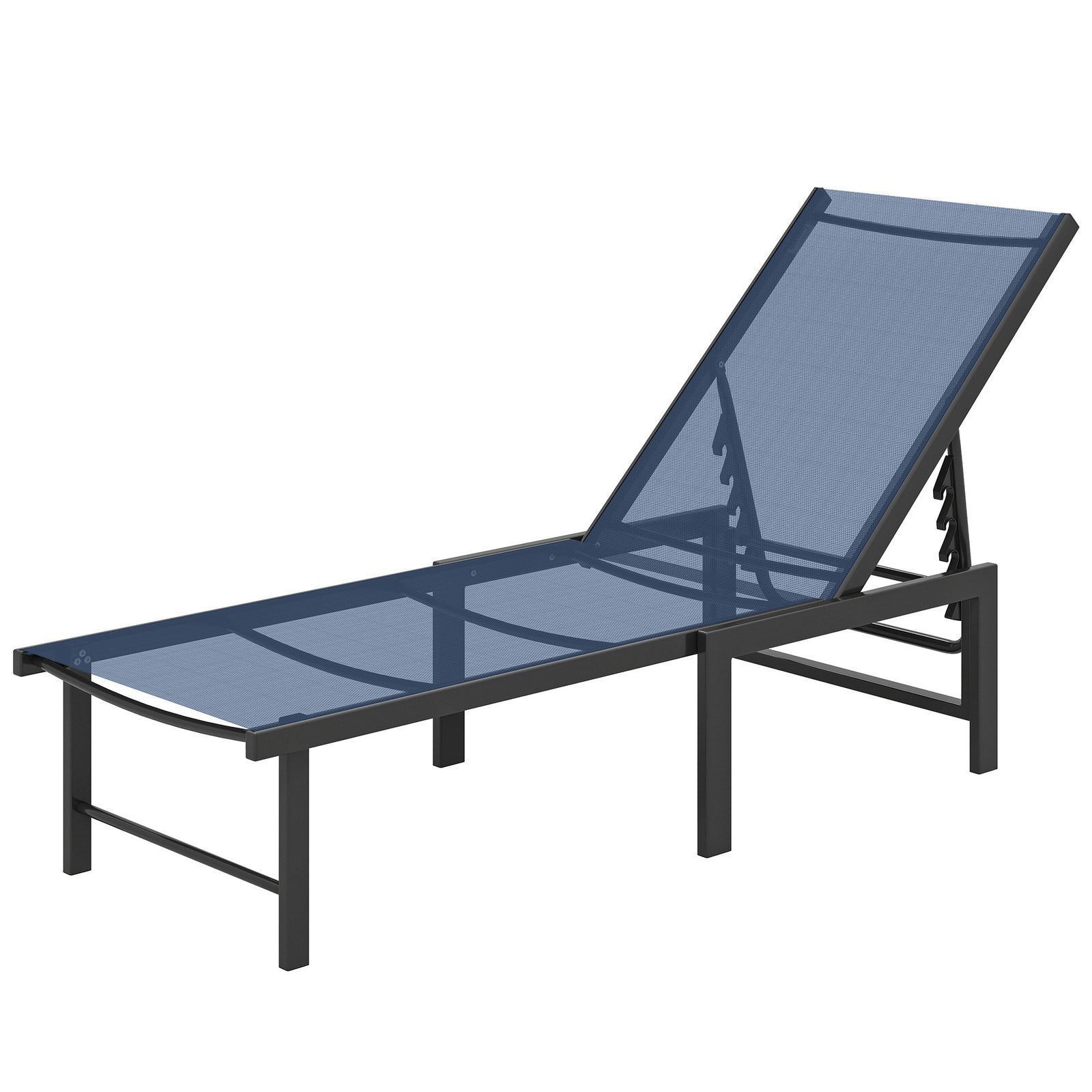 Sun Lounger, 5-level Reclining Sun Lounger Chair | Dark Blue