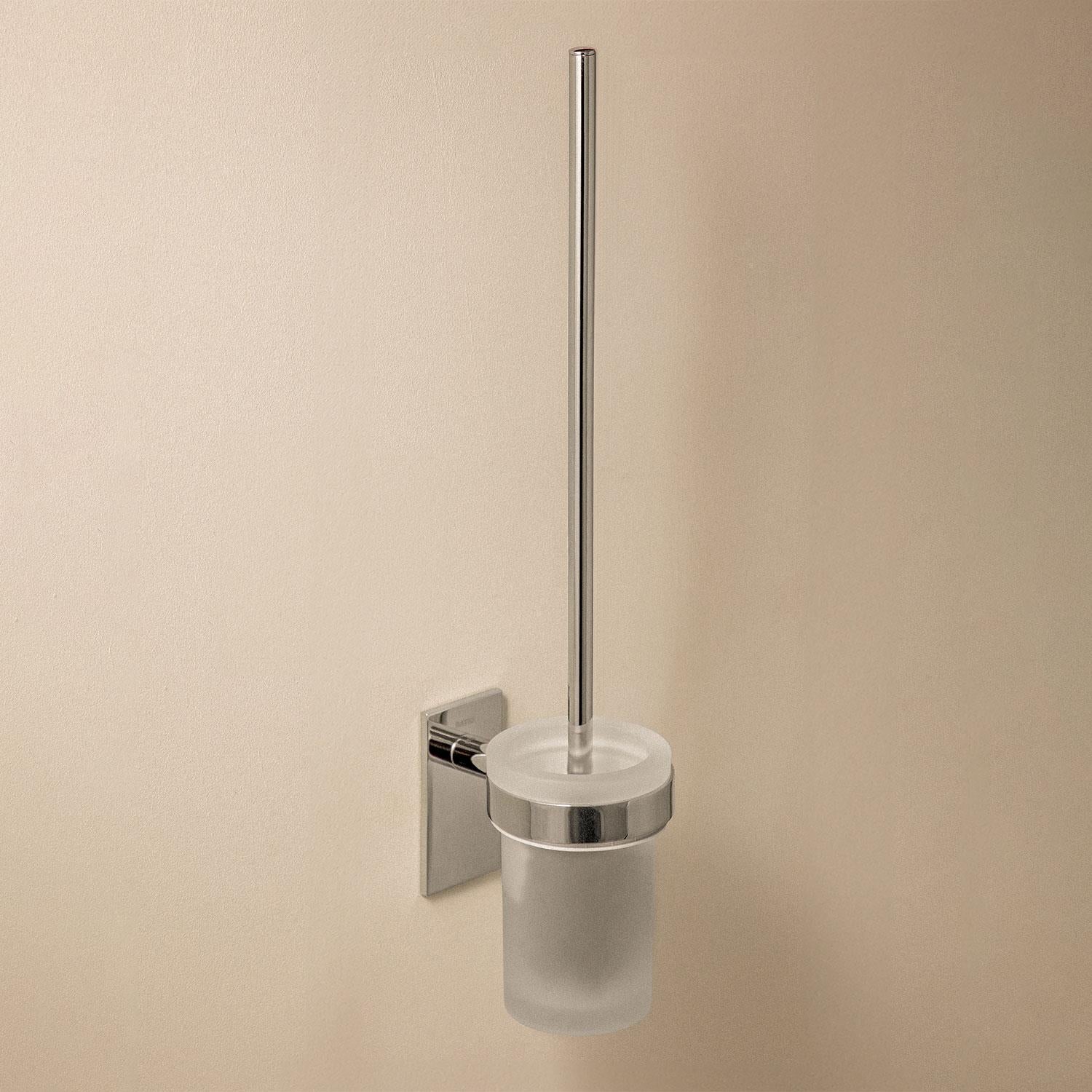 Wall-mounted Toilet Brush, Self-adhesive Silver Compact Stick Collection