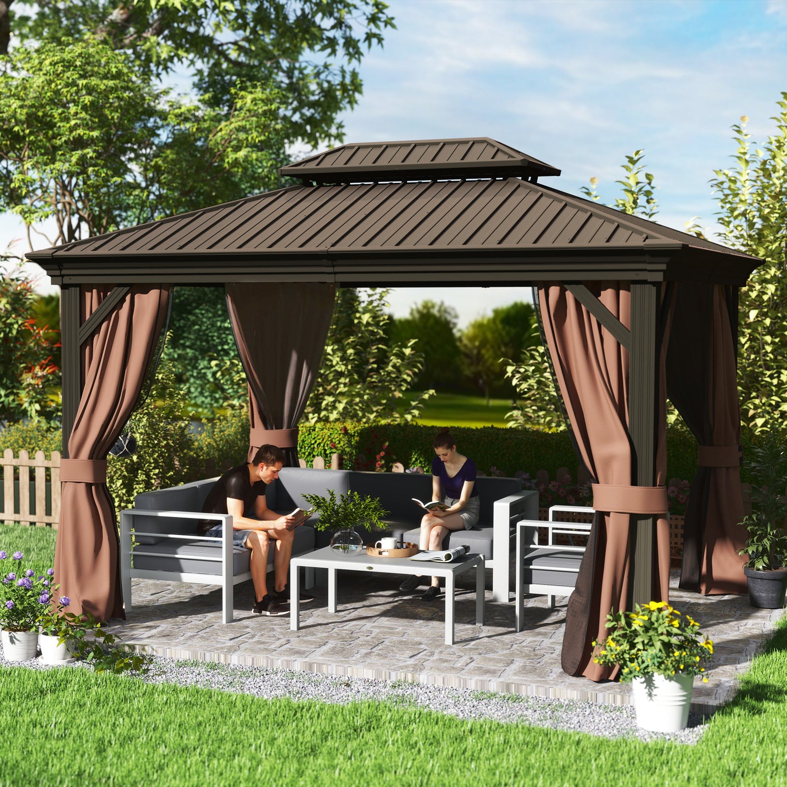 3x3.7m Outdoor Hardtop Gazebo