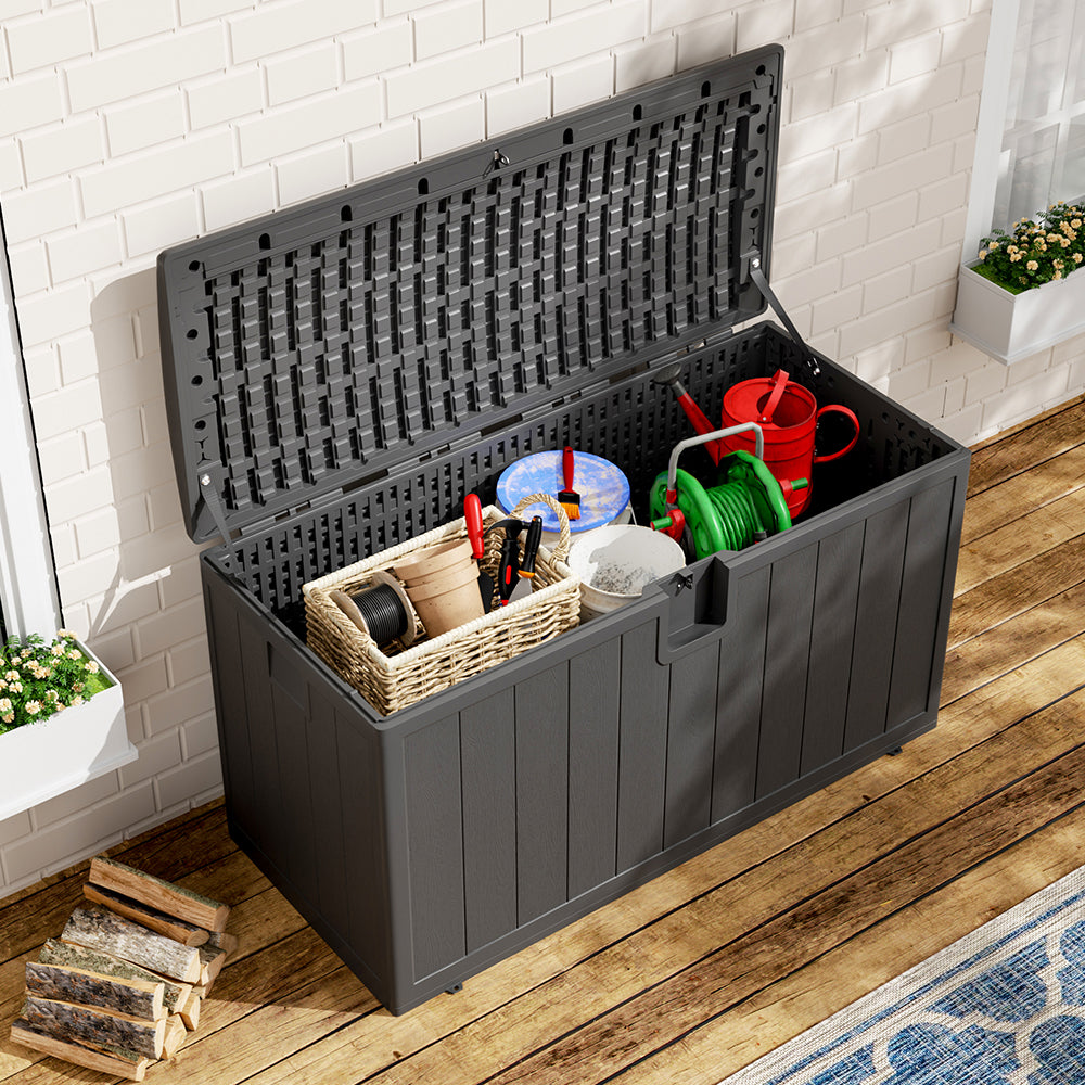 Large 105-gallon Outdoor Storage Box For Deck Or Patio | Black