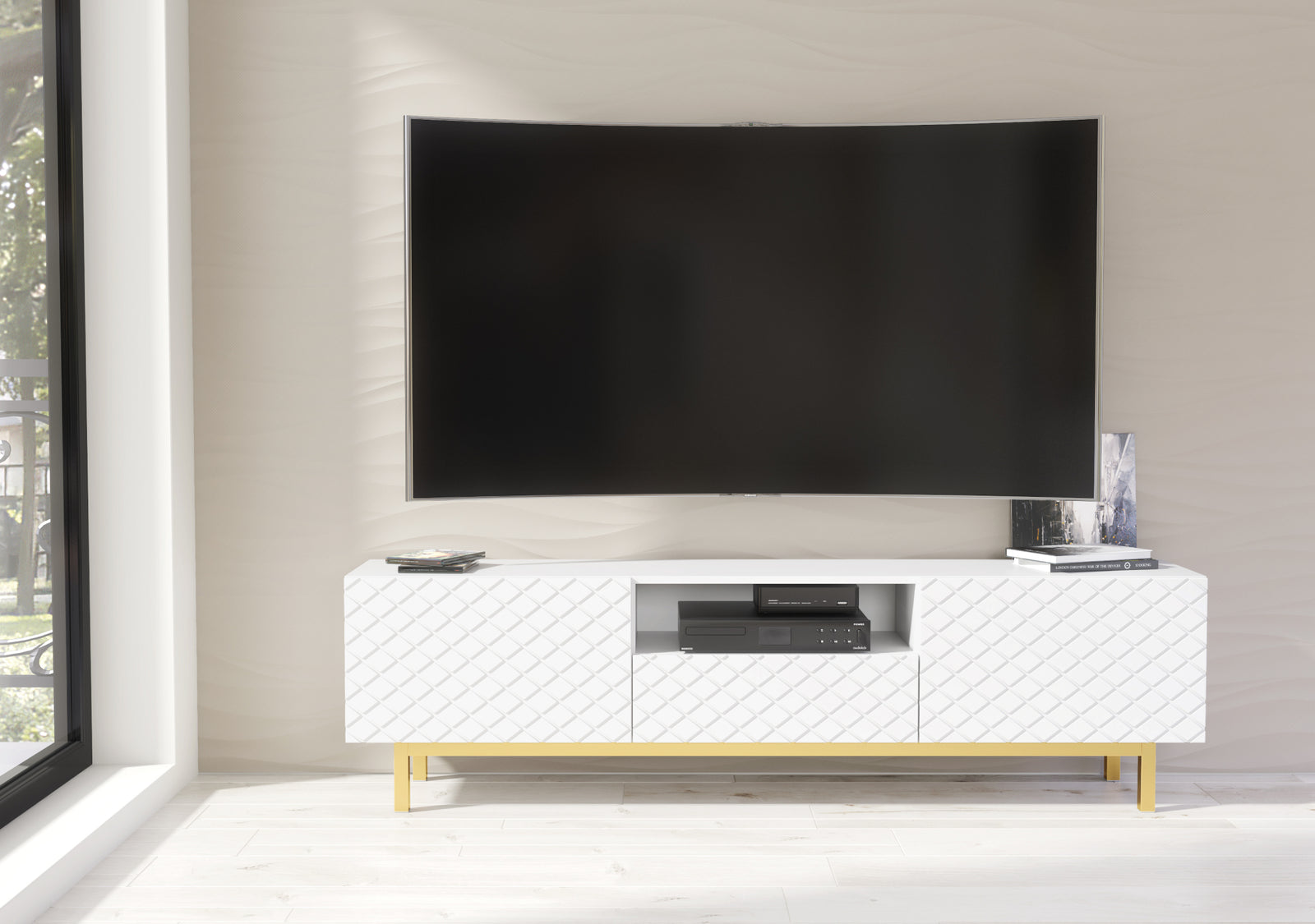 Diamond Luxe Tv Unit 180cm - Deco | White