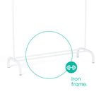Livivo Clothes Rail White Powder Coated Iron Frame Bedroom Storage Rack