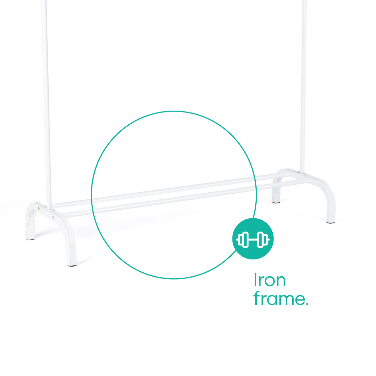 Livivo Clothes Rail White Powder Coated Iron Frame Bedroom Storage Rack