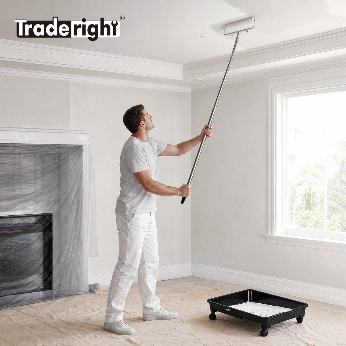 Paint Roller Set 5-wheel Tray Extendable Pole For Walls 13pcs