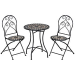 3 Pcs Garden Bistro Set With Balcony Table And Chairs Metal