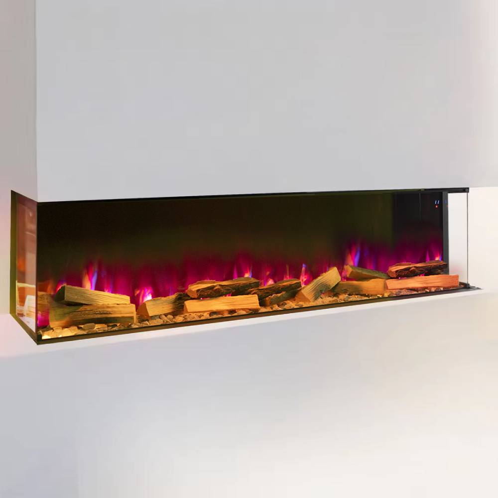 50/60inch 3-sided Recessed Smart Electric Fireplace With Wifi App Control, 12 Flame Colours, Adjustable Flame Sound, 900w/1800w Heater，weekly Timer Function | Large