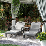 Set Of 2 Resin Reclining Sun Loungers For Garden | Dark Gray