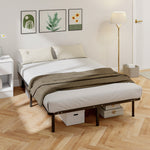 HOMCOM 4ft6 Double Bed Frame, Metal Platform Bed Frame With 28 Wood Slats