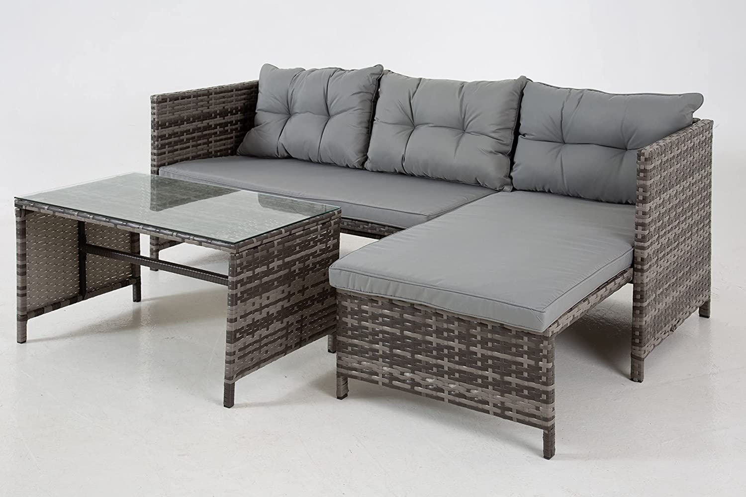 Riverside Grey Corner Rattan Patio Set - Stylish And Durable Outdoor Furniture | Gray