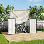 Garden Storage Shed Bike Metal Pent Tool Shed House Galvanized Steel Can Put 2-3 Bicycles (d105x W176x H130cm) | Charcoal Black