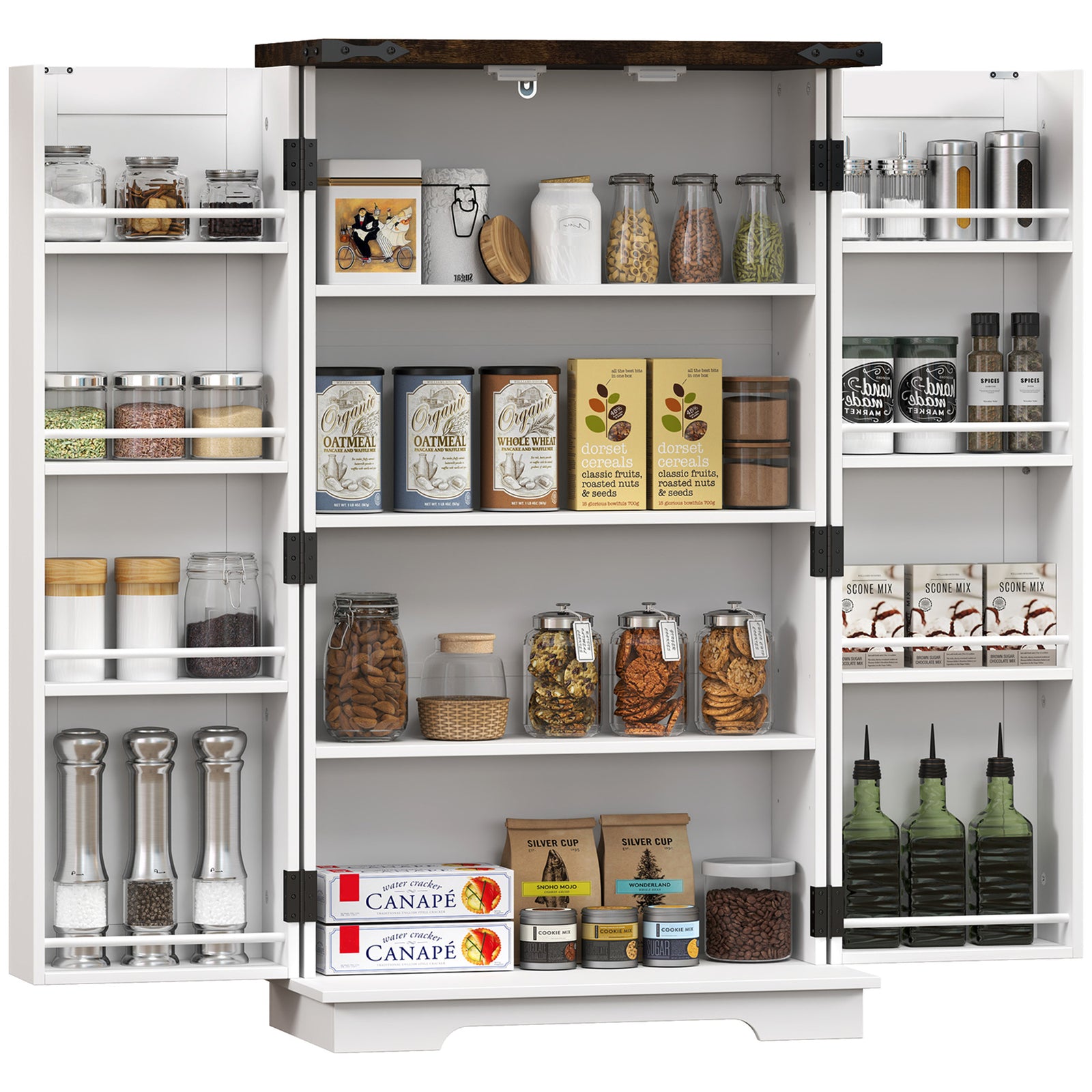 Kitchen Cupboard Pantry Cabinet With Adjustable Shelves White
