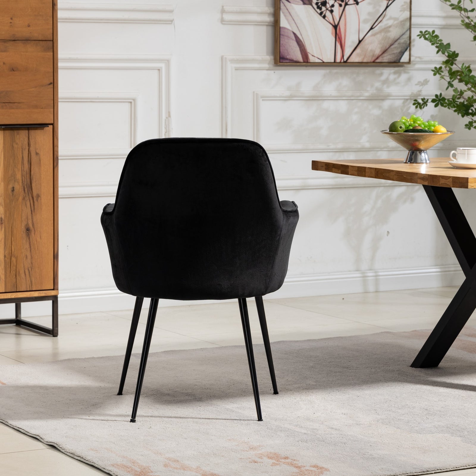 Set Of 2 Carrara Velvet Dining Chairs | Black