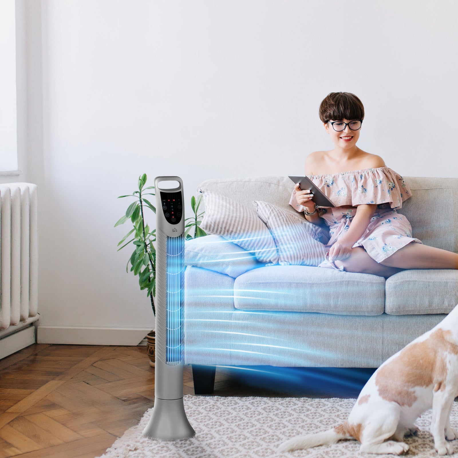 Led 36 Inch Tower Fan 70° Oscillation 3 Speed Remote | One Size | Silver