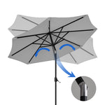 3m Outdoor Patio Parasol – Solar-powered Umbrella With 24 Led Lights, Tilt & Crank Handle, Without Base | One Size | Light Grey