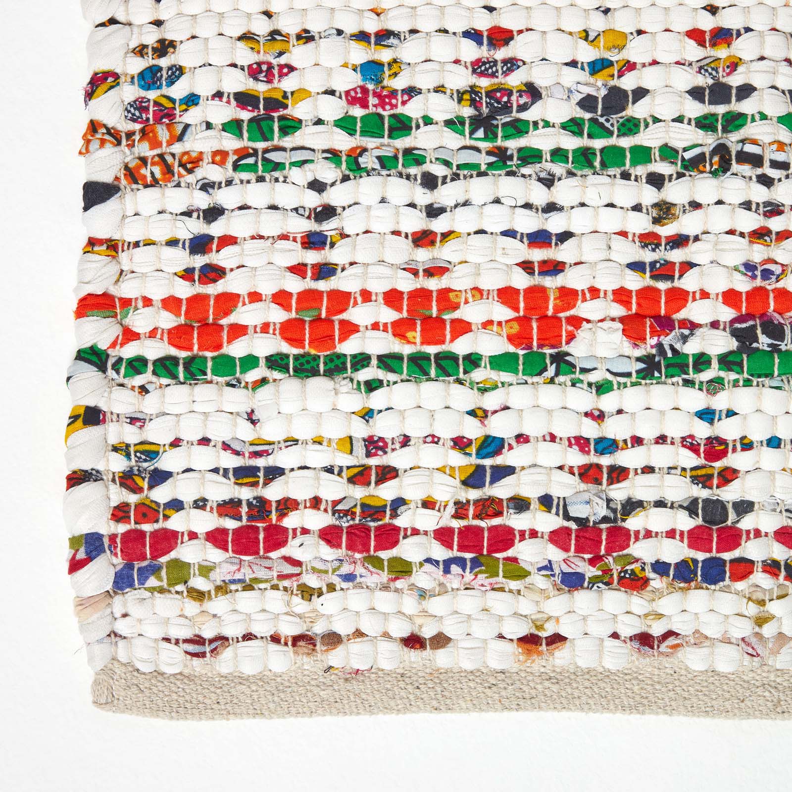 Handwoven Multi Coloured 100% Cotton Diamond Chindi Rug | 120cm x 180cm | Multi Colour