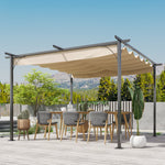 3.5x3.5m Pergola Metal Gazebo Backyard Porch Awning Canopy | Beige