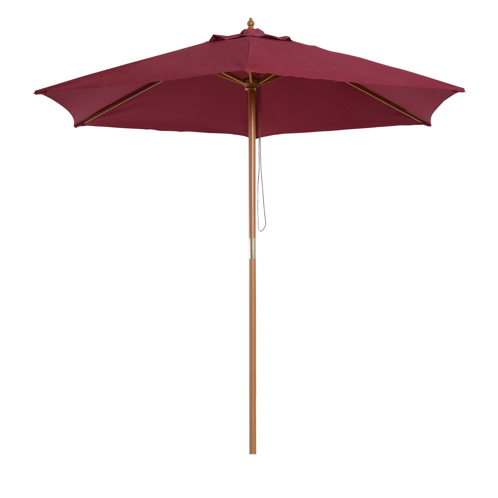2.5m Wood Garden Parasol Sun Shade | Red