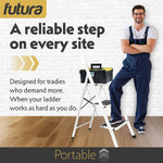 3 Step Ladder, Heavy-duty Steel Folding Home Diy Step Stool With Wide Non-slip Steps & Anti Slip Feet 150kg Capacity | 3 Step | White
