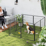 8 Panels Dog Playpen, Foldable Dog Pen Indoor Outdoor With Door | 80cm | Black