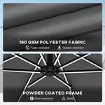 3 M Garden Cantilever Parasol With Solar Light, Rotation | Grey