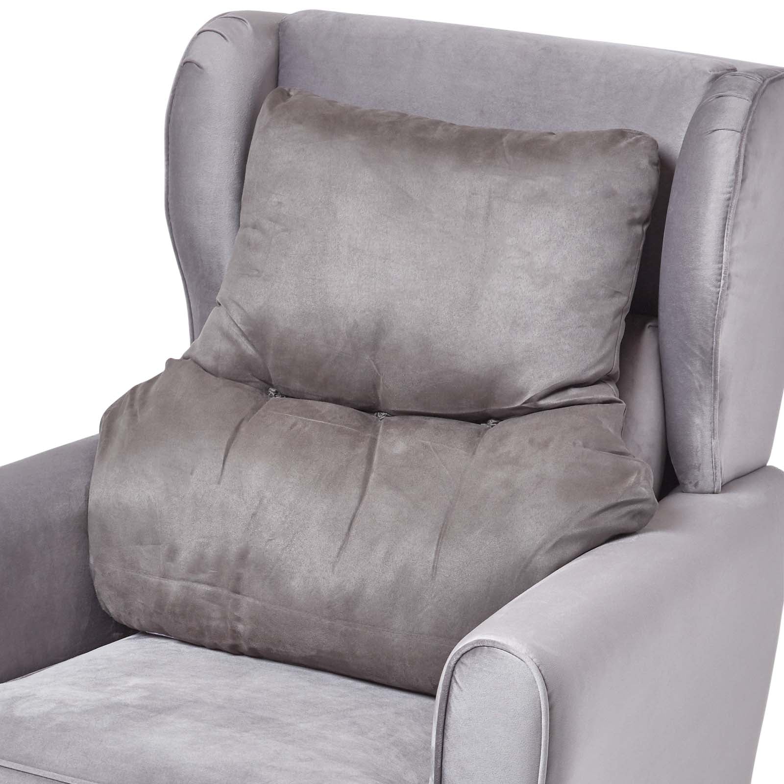 Faux Suede Back Support Thick Lumbar Cushion | Grey