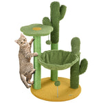 Cactus Tree For Indoor Cats, Modern Cat Tower With Hammock, Green