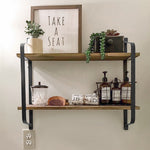 Industrial 2-tier Home Decor Floating Wall Shelves