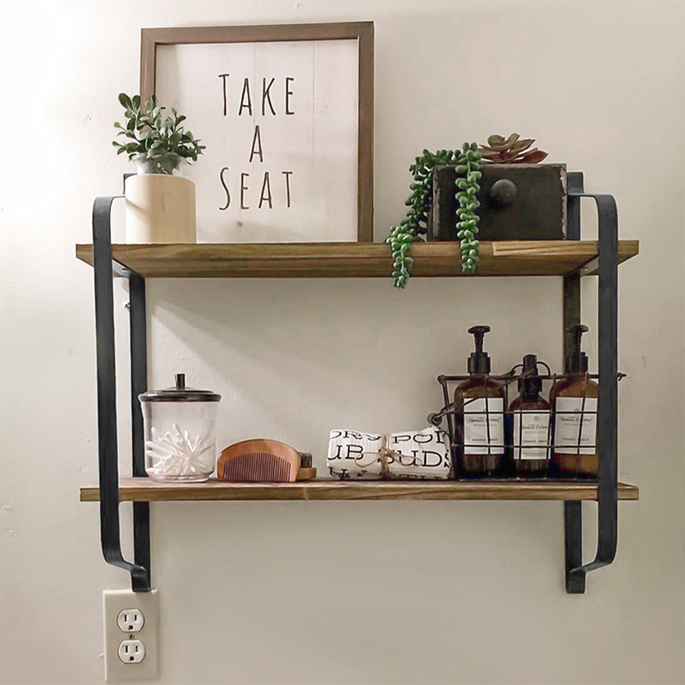 Industrial 2-tier Home Decor Floating Wall Shelves