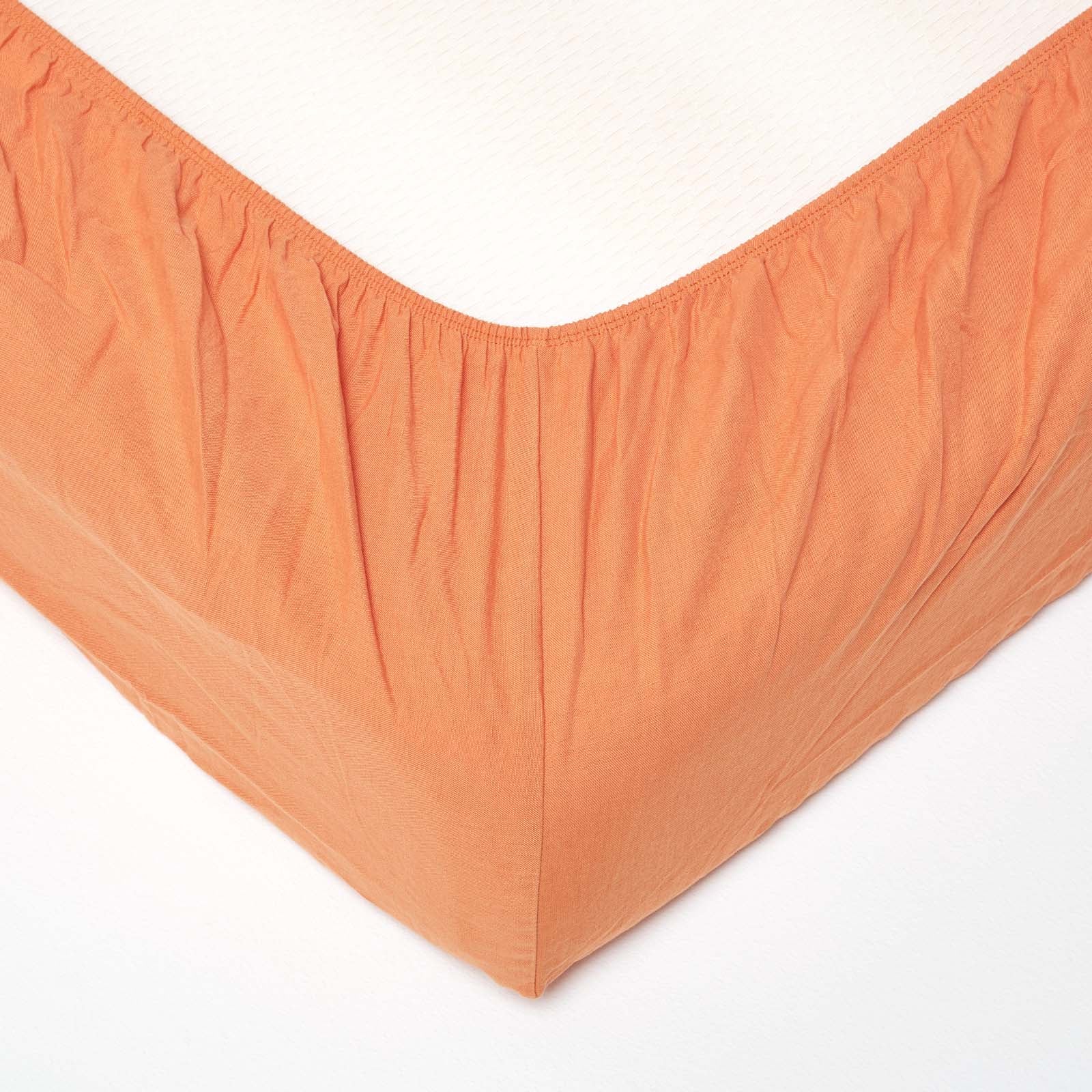 Luxury Linen Deep Fitted Sheet | King | Burnt Orange