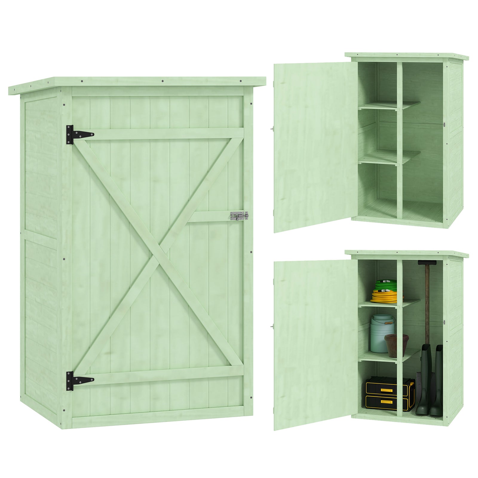 Garden Shed Outdoor Tool Storage W/ 2 Shelve 75 X 56 X115cm