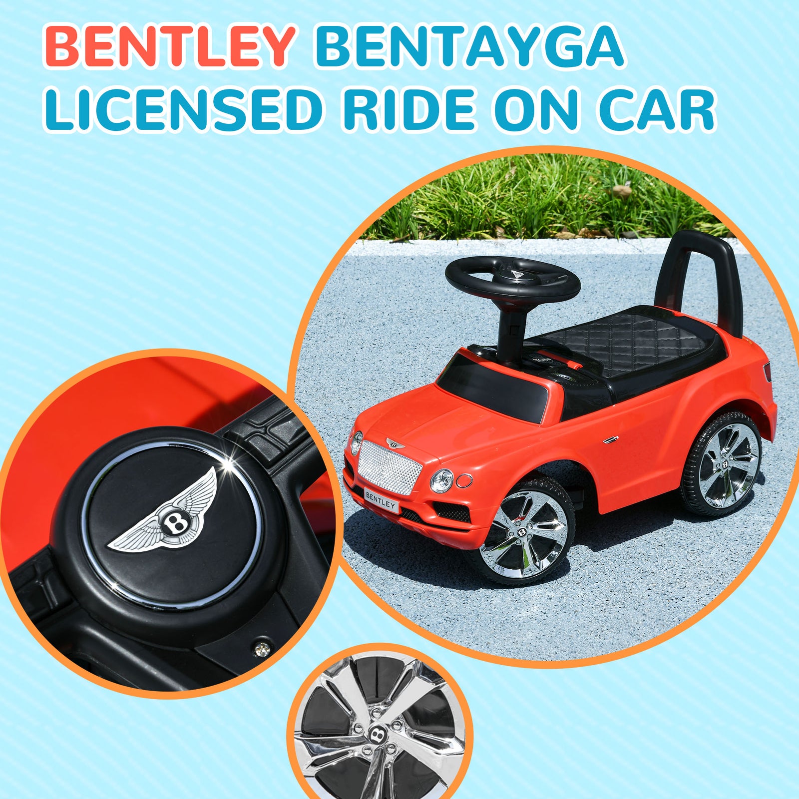 Bentley Licensed Ride On Car, Foot To Floor W/ Music Horn | Red