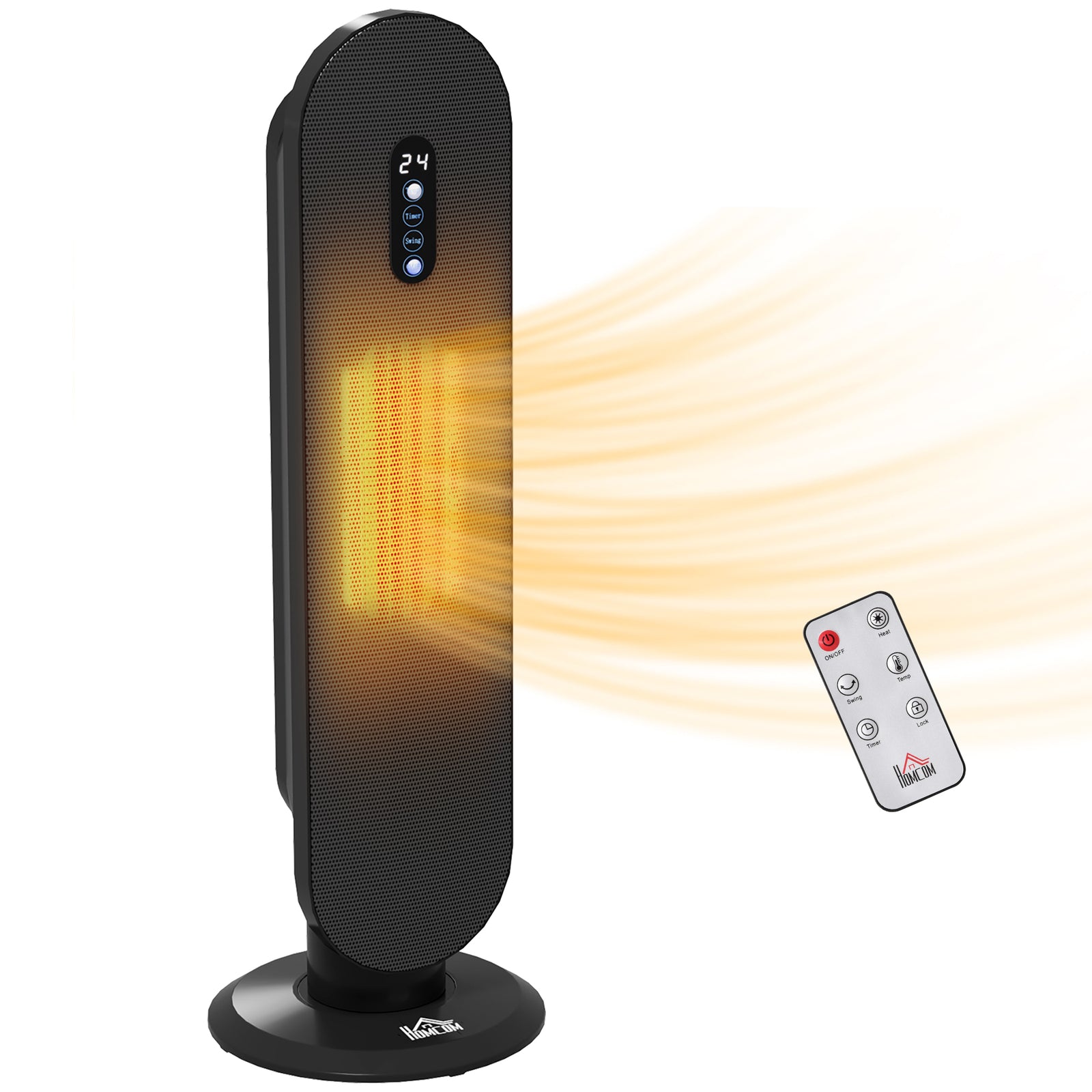 Ceramic Space Heater Tower Heater With Oscillation | One Size | Black