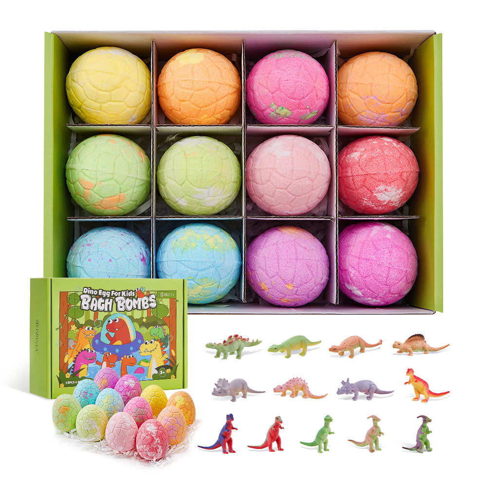 12pcs Dino Egg Bath Bomb Kit With Dinosaur Toy Bath Bombs For Kids